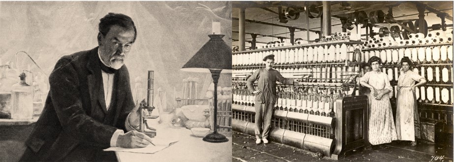 Pasteur y Foto: Vicente Tolosa-obreras y obrero de la industria textil de Málaga1890