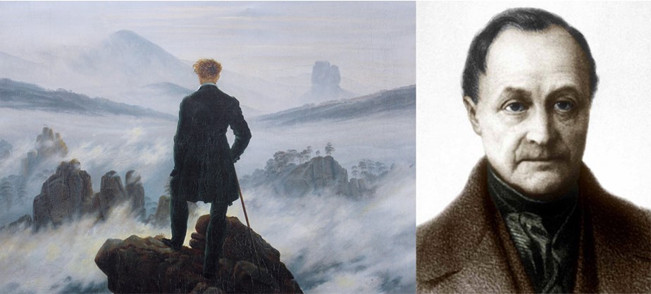 Caminante sobre un mar de nubes de Caspar David Friedrich y Augusto Comte